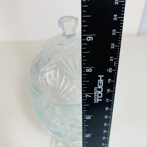 Luminarc USA Holiday Magic Crystal Candy Dish Octagon Pedestal Lid Trinket VTG - Picture 11 of 16